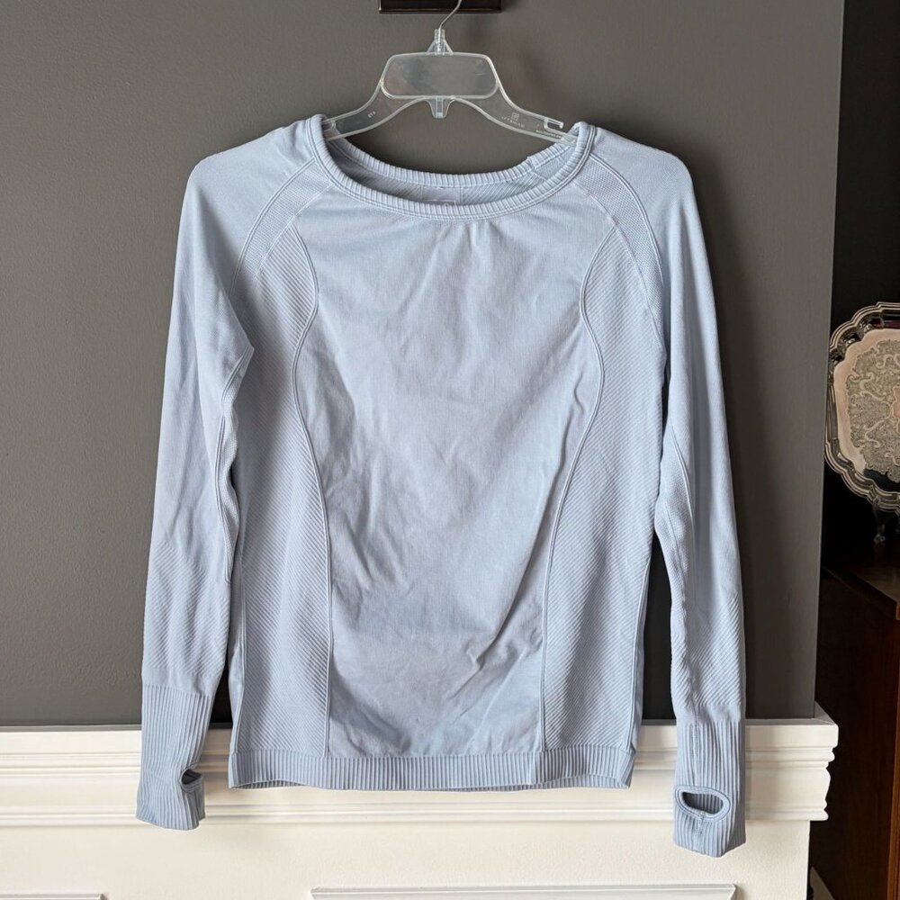 Smartpak Hadley Stretch Seamless Long Sleeve Riding Shirt Light Blue Size L XL